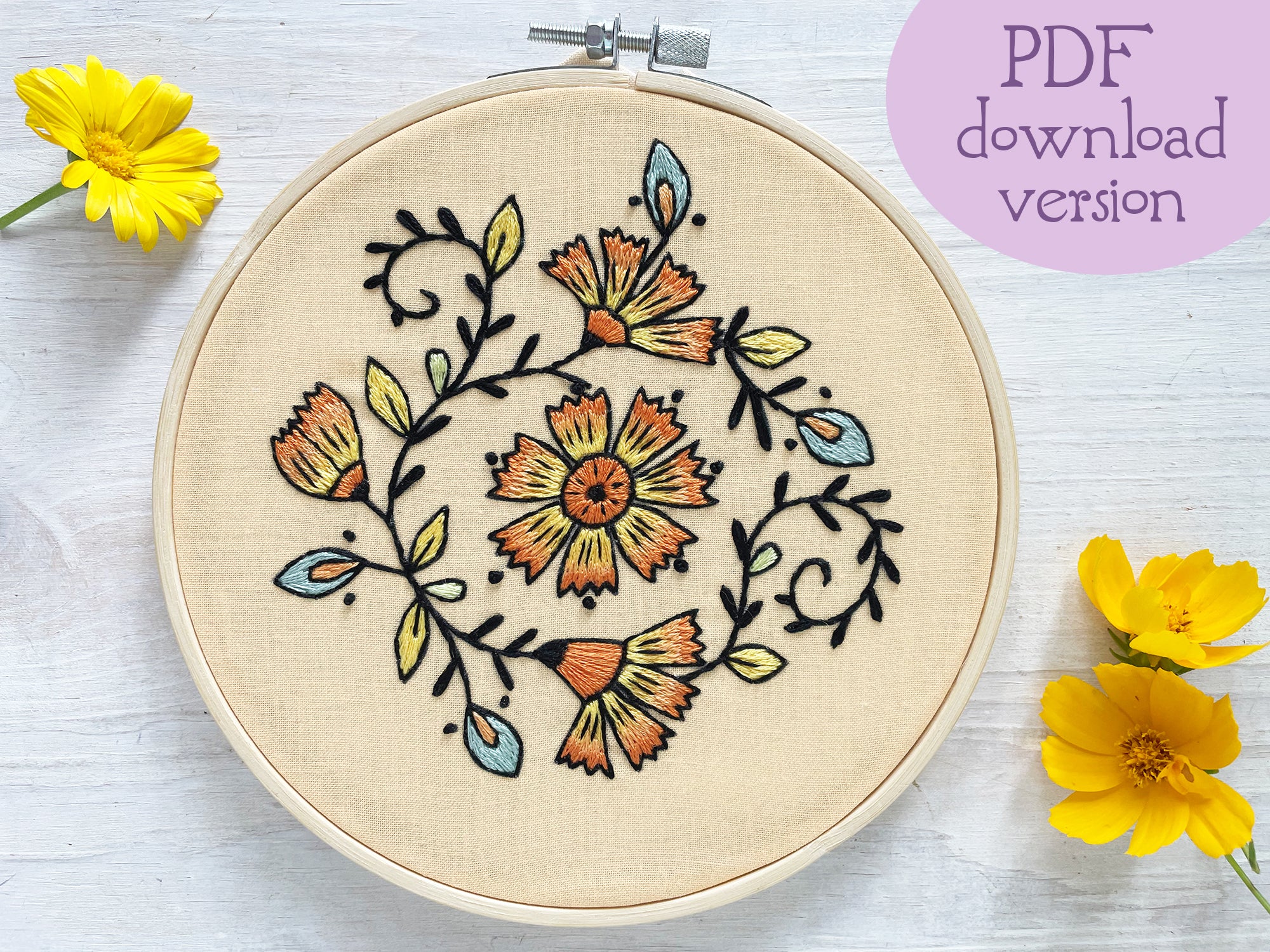 Desert Flowers PDF Hand Embroidery pattern – Little Dear Shop