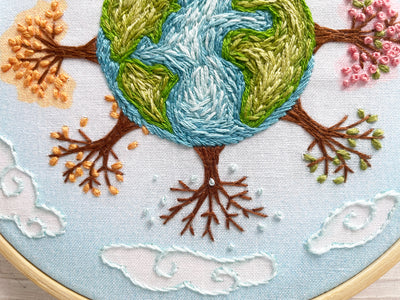 Earth in 4 Seasons Hand Embroidery pattern