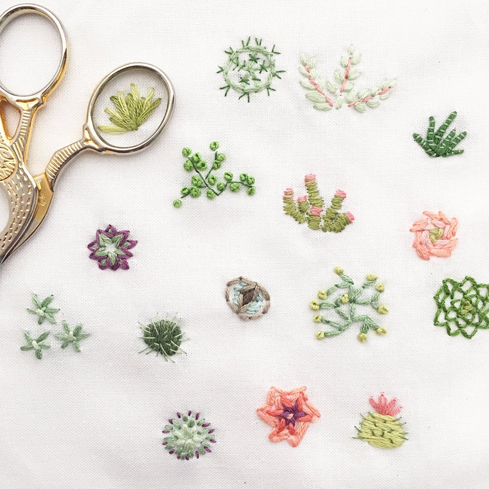 Tiny Succulents Hand Embroidery pattern download, cactus and plant des –  Little Dear Shop