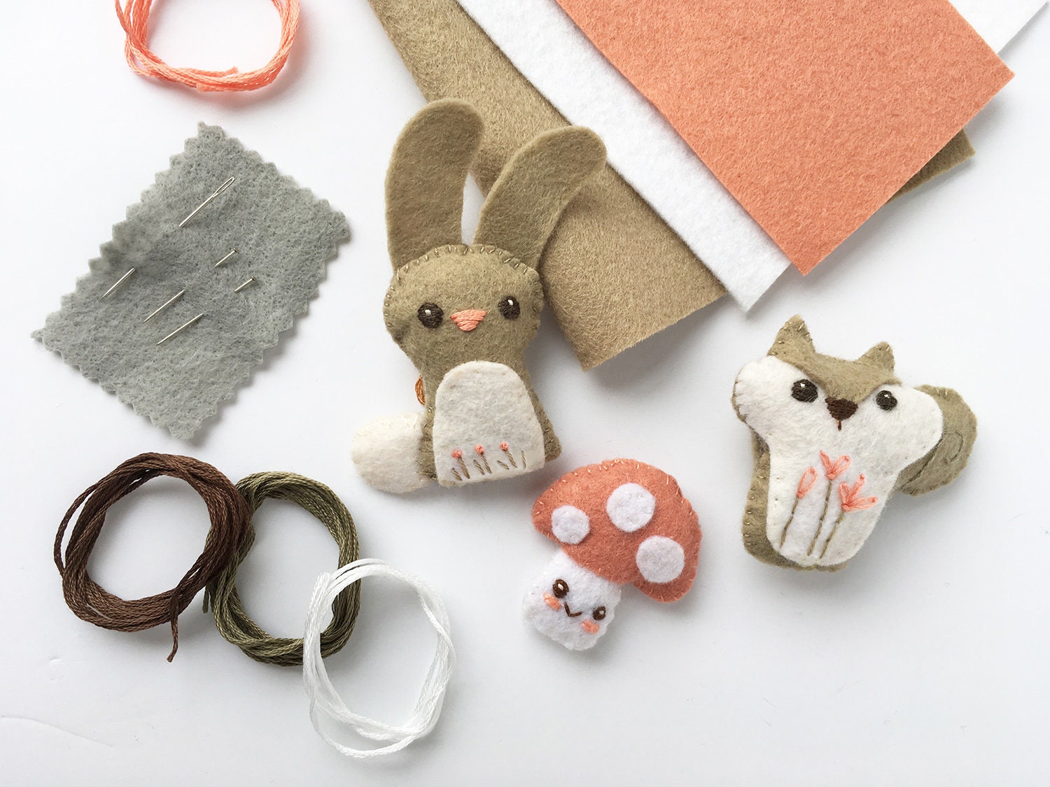 Woodland Bear DIY Hand Sewing & Embroidery Kit – Stuffed Felt Animal Kit