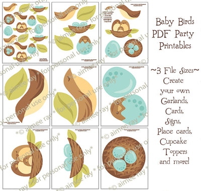 Bird and Nest Printable SVG party decorations