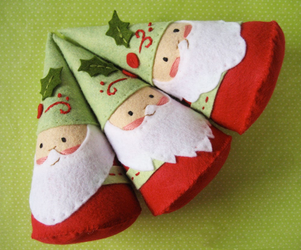 Gnome and mushroom felt plush sewing pattern, Christmas Santa