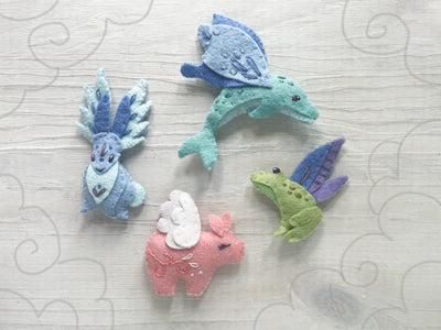 Felt Fantasy Winged Fairy Animals Plush Sewing Pattern