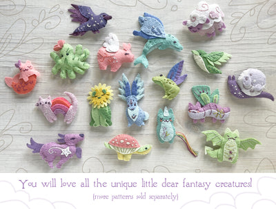 Felt Fantasy Winged Fairy Animals Plush Sewing Pattern