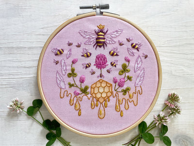 Bees and Clover Hand Embroidery pattern PDF download