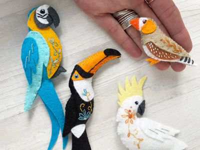 Tropical Birds felt animals Sewing Pattern