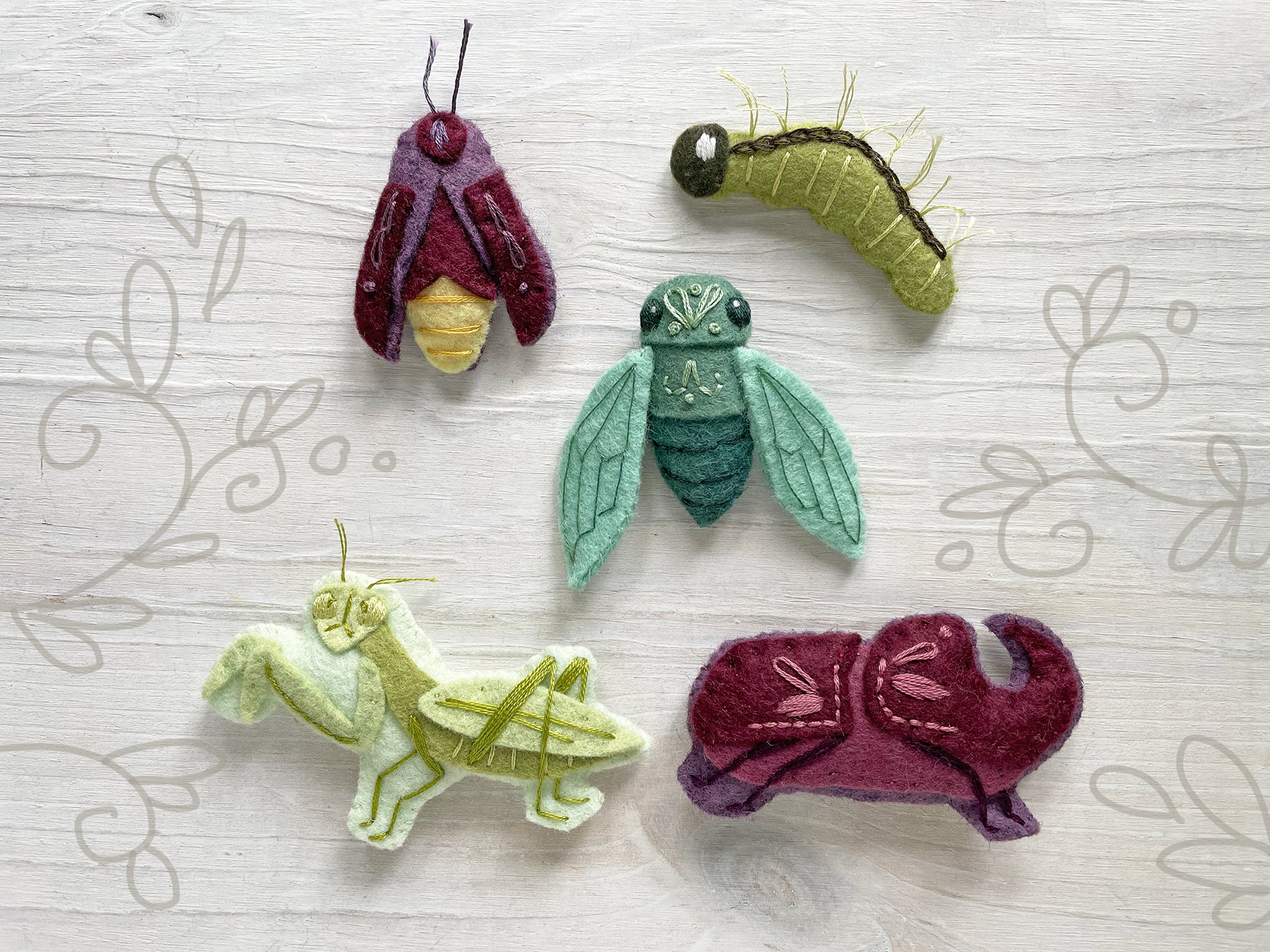 Beautiful Bugs set 2 felt sewing pattern – Little Dear Shop