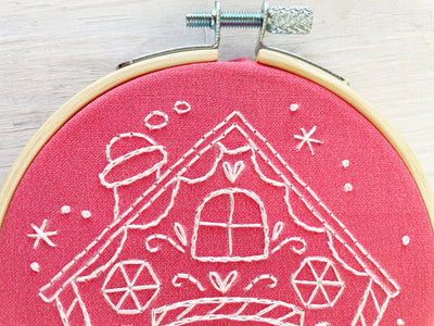 Christmas Candy Land Gingerbread House Hand Embroidery Kit
