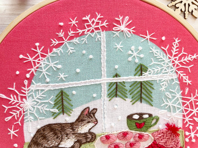 Cozy Winter Window Hand Embroidery Sampler