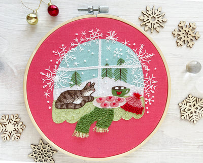 Cozy Winter Window Hand Embroidery Sampler