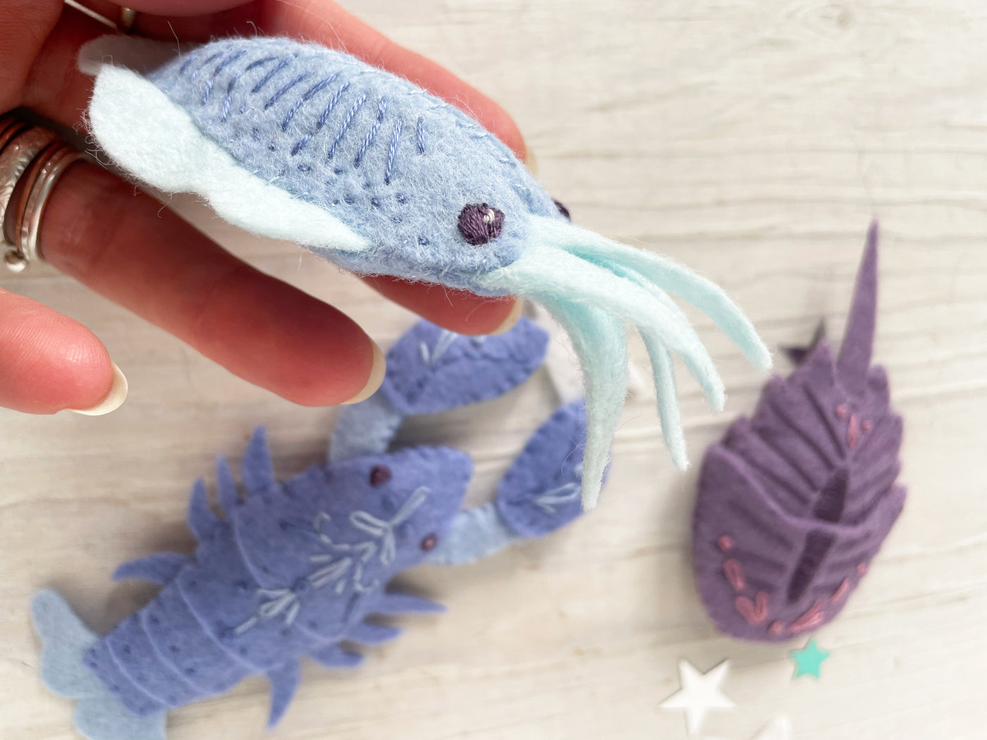 Mollusks and Crustaceans Sea Creatures, Felt Animals Plush Sewing Pattern