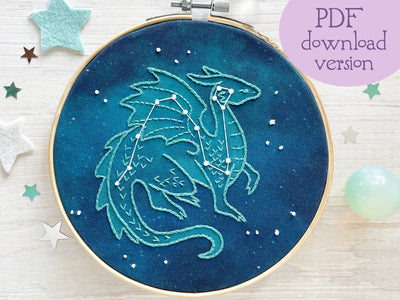 Draco the Dragon constellation Hand Embroidery pattern PDF download (Copy
