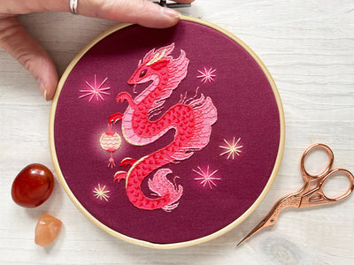 Year of the Dragon Beginner Hand Embroidery Fabric Sampler