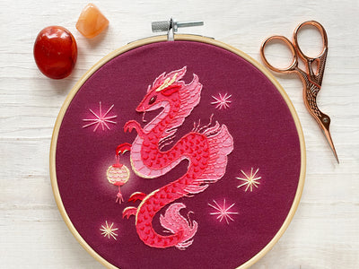 Year of the Dragon Beginner Hand Embroidery Fabric Sampler