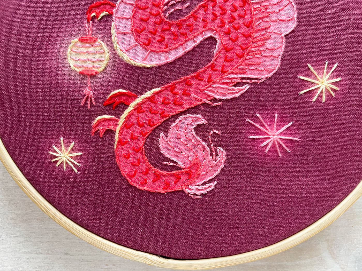 Year of the Dragon Beginner Hand Embroidery Fabric Sampler