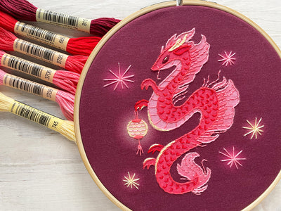 Year of the Dragon Beginner Hand Embroidery Fabric Sampler