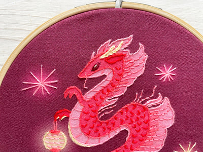 Year of the Dragon Beginner Hand Embroidery Fabric Sampler