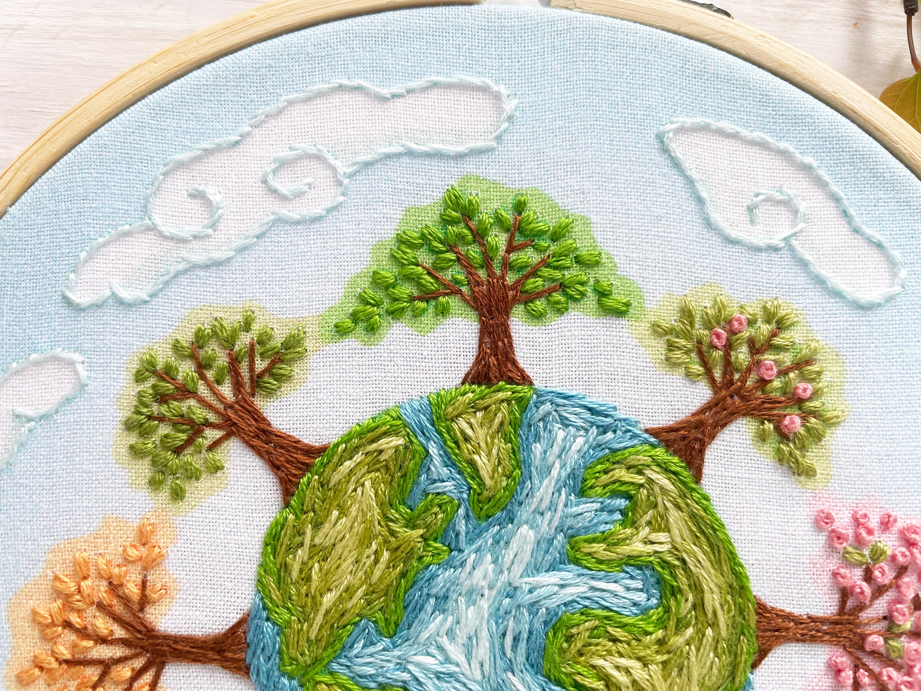 Eath Pattern Earth in 4 Seasons Hand Embroidery pattern – Little Dear Shop