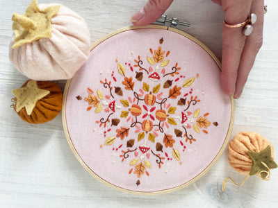 Fall Seasonal Mandala hand embroidery fabric sampler