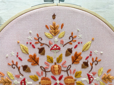 Fall Seasonal Mandala hand embroidery fabric sampler