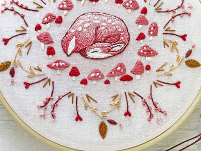 Sleeping Fawn Hand Embroidery Fabric Sampler