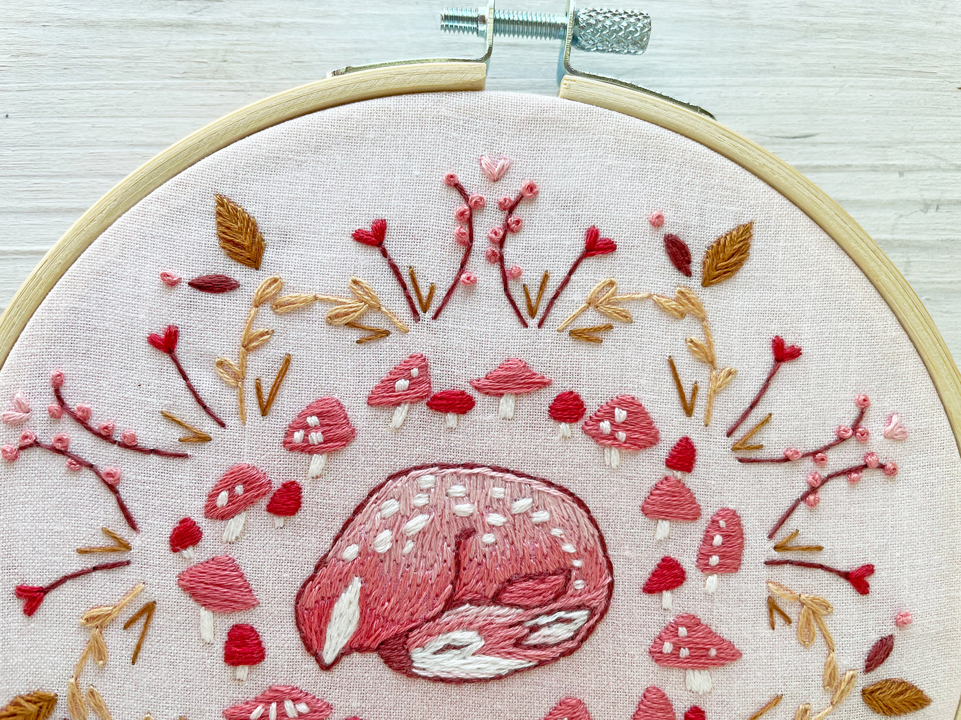 Sleeping Fawn Hand Embroidery Fabric Sampler