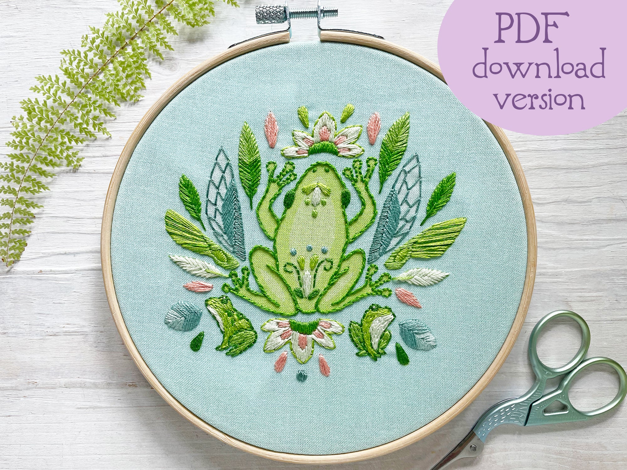 Frog Wings Hand Embroidery pattern PDF download – Little Dear Shop