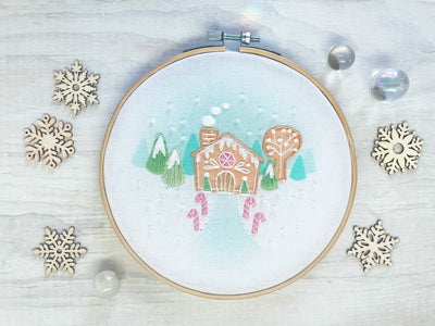 Tiny Gingerbread House Hand Embroidery Sampler