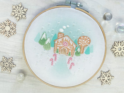 Tiny Gingerbread House Hand Embroidery Sampler