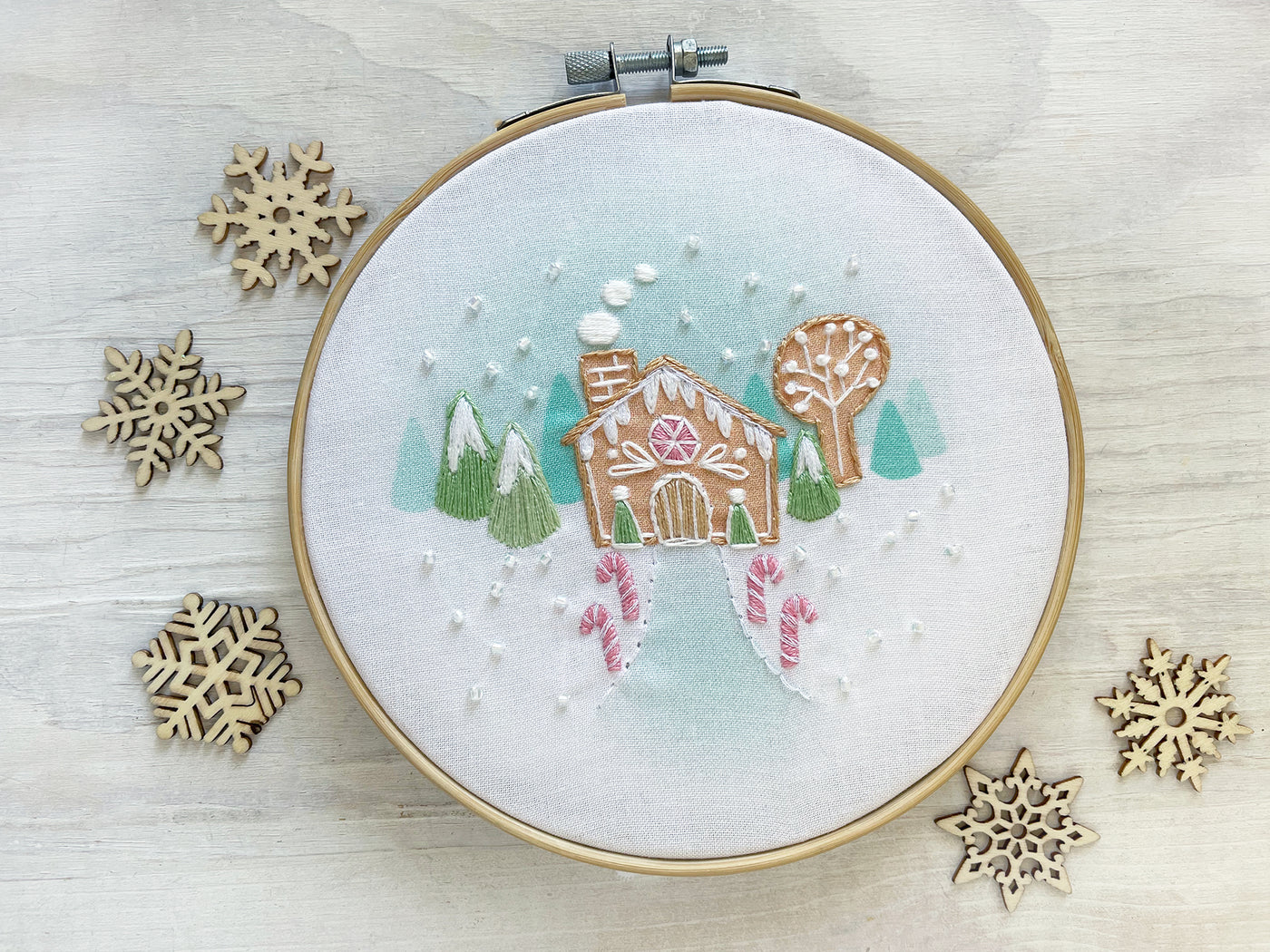 Tiny Gingerbread House Hand Embroidery Sampler