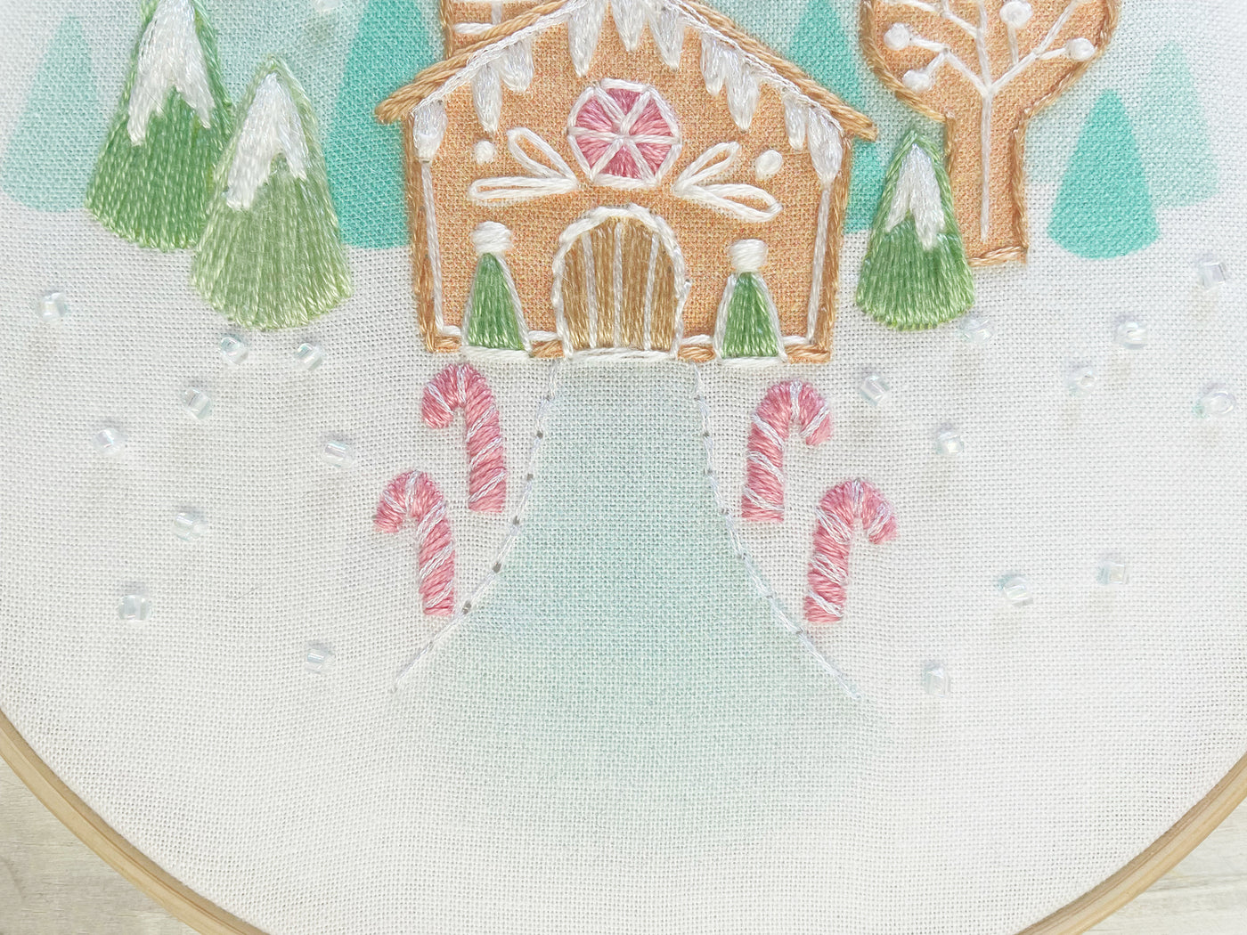 Tiny Gingerbread House Hand Embroidery Sampler