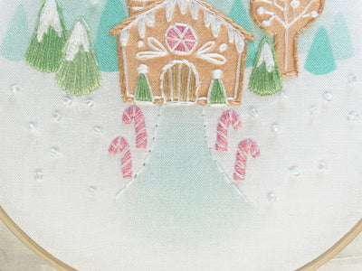 Tiny Gingerbread House Hand Embroidery Sampler
