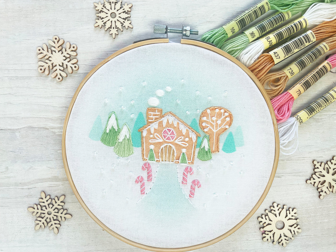 Tiny Gingerbread House Hand Embroidery Sampler