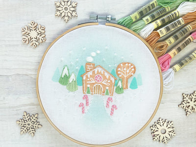 Tiny Gingerbread House Hand Embroidery Sampler
