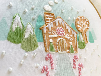 Tiny Gingerbread House Hand Embroidery Sampler