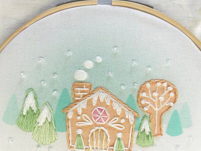 Tiny Gingerbread House Hand Embroidery Sampler