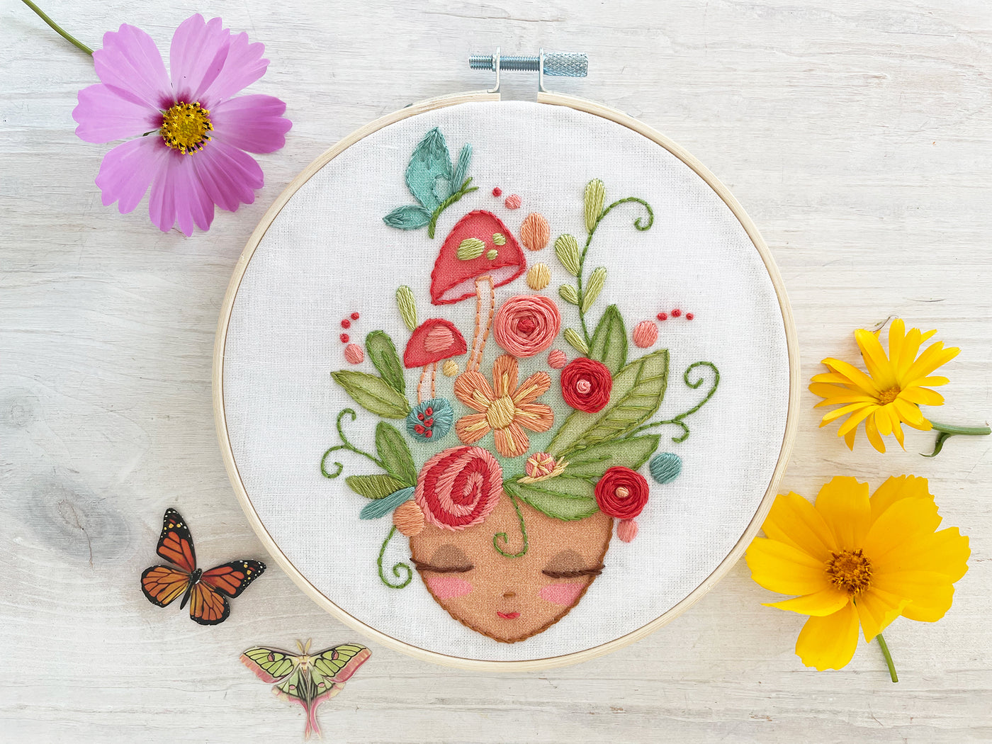 Garden Goddes Floral Hand Embroidery Sampler