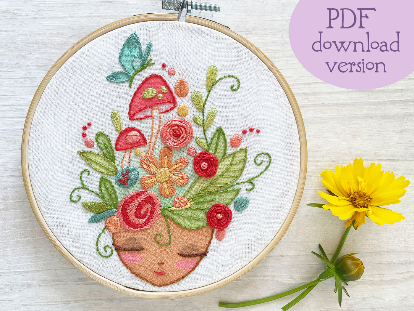 Garden Goddess Floral Hand Embroidery pattern