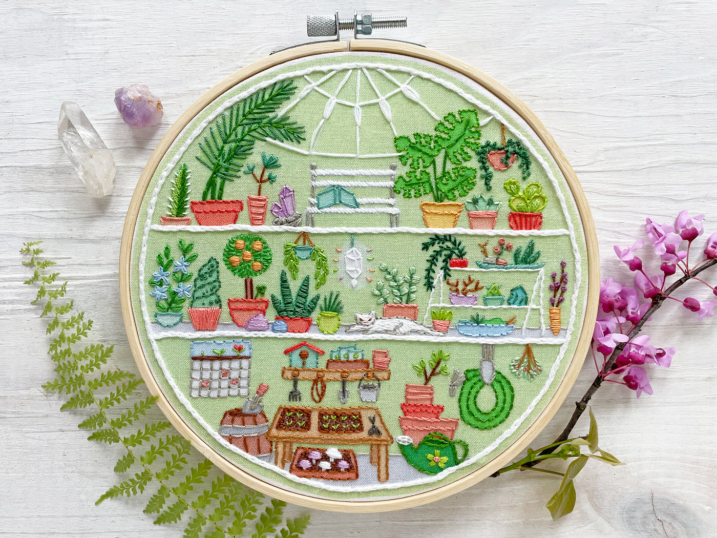 little greenhouse Hand Embroidery pattern PDF download