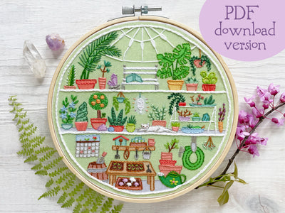 little greenhouse Hand Embroidery pattern PDF download