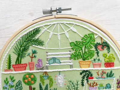 little greenhouse, Plant Lady Hand Embroidery Fabric Sampler