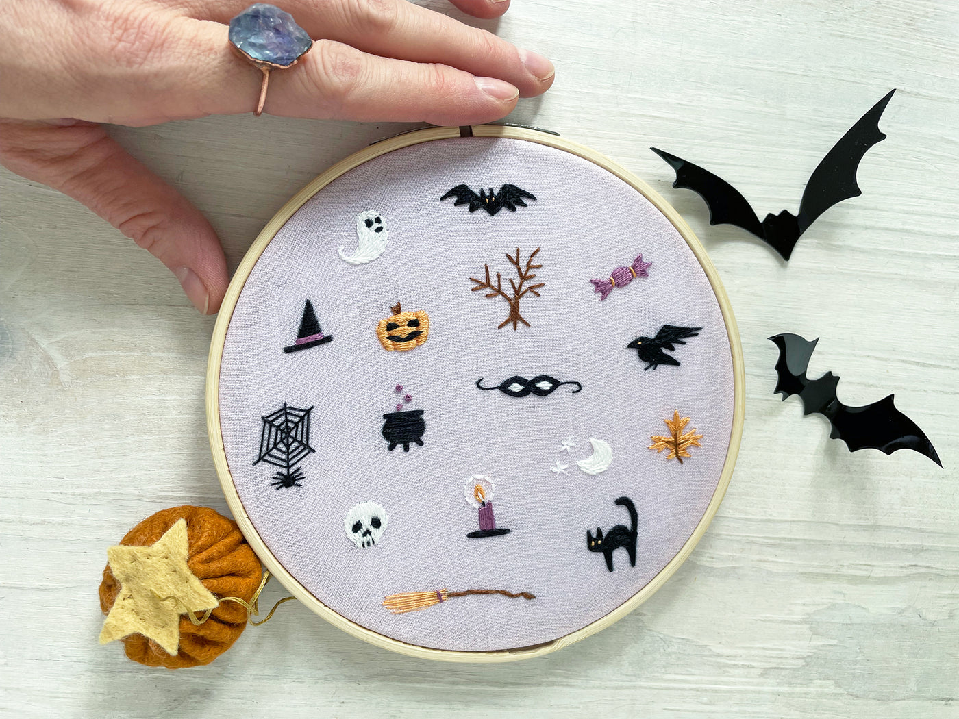 Tiny Halloween Motifs Hand Embroidery PDF pattern download