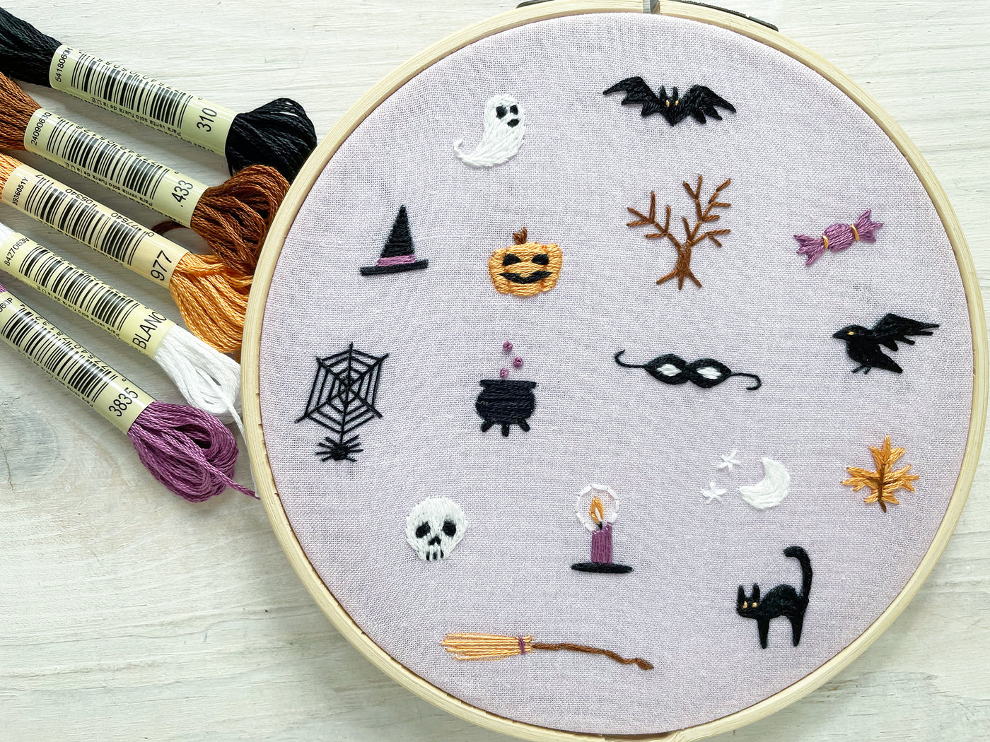 Halloween Tinies mini motifs Hand Embroidery Sampler