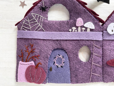 Haunted Witch House Quiet Book Sewing Pattern for felt Baba Yaga Halloween house