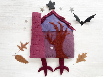 Haunted Witch House Quiet Book Sewing Pattern for felt Baba Yaga Halloween house