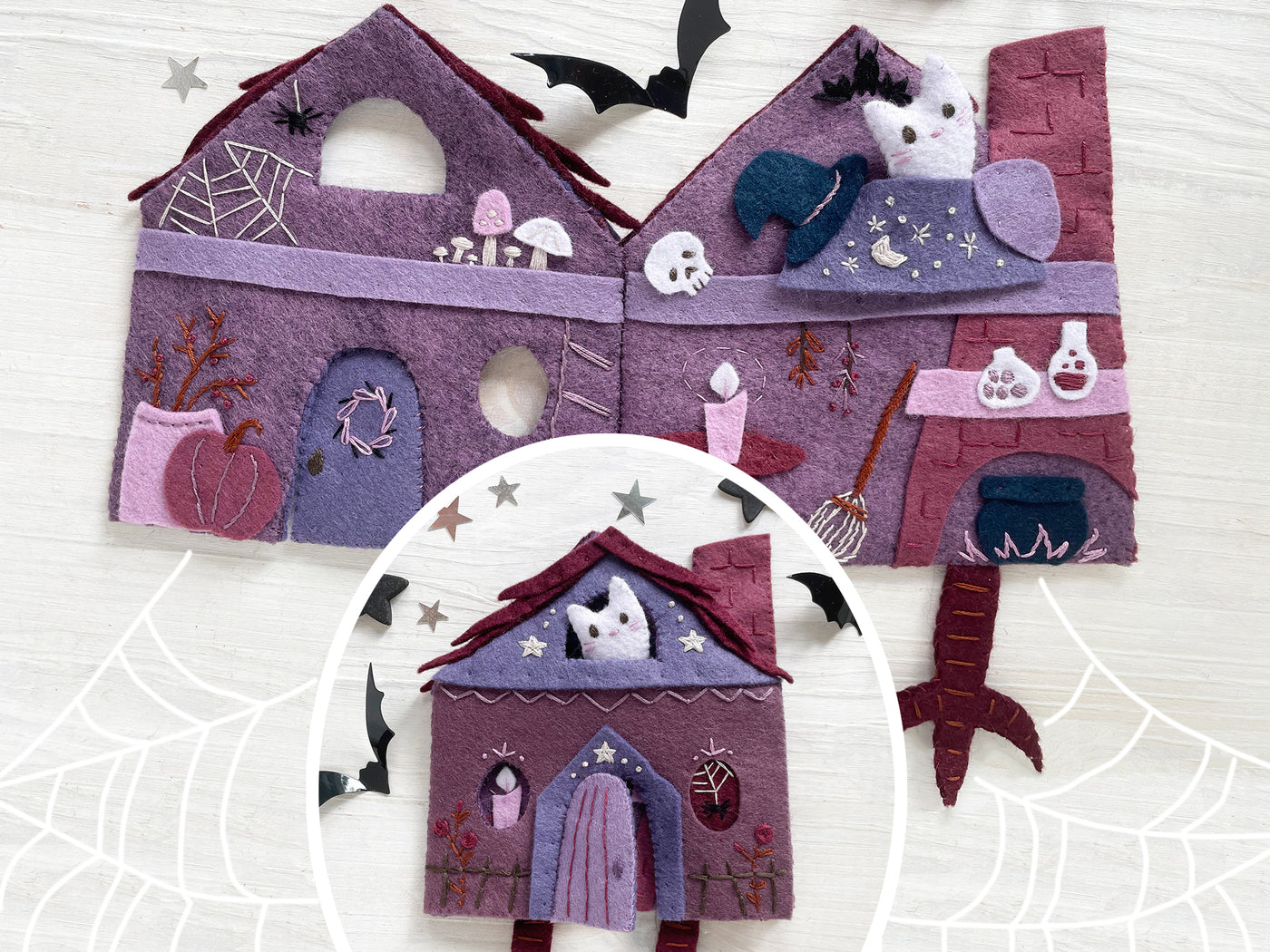 Haunted Witch House Quiet Book Sewing Pattern for felt Baba Yaga Halloween house