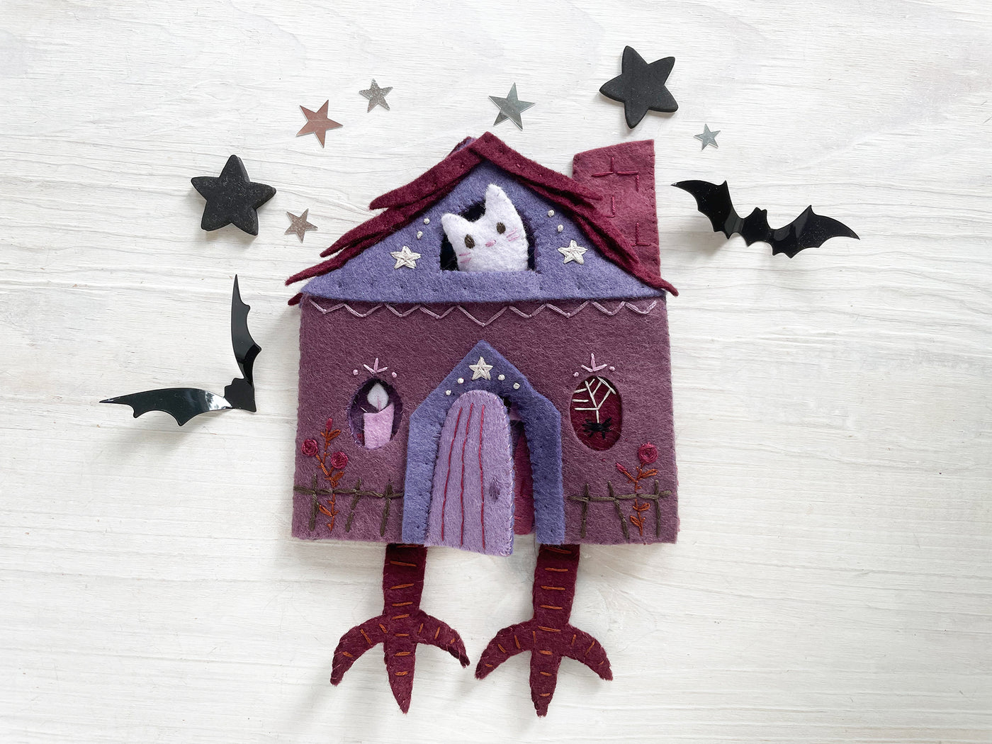 Haunted Witch House Quiet Book Sewing Pattern for felt Baba Yaga Halloween house