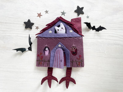 Haunted Witch House Quiet Book Sewing Pattern for felt Baba Yaga Halloween house