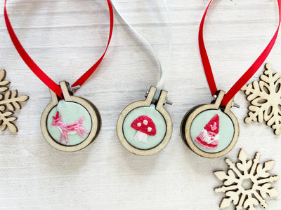 Christmas Kitsch Mini Hand Embroidery Hoop Kit