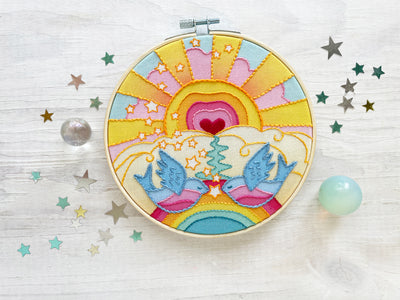 Rainbow Lovebirds Hand Embroidery pattern PDF download